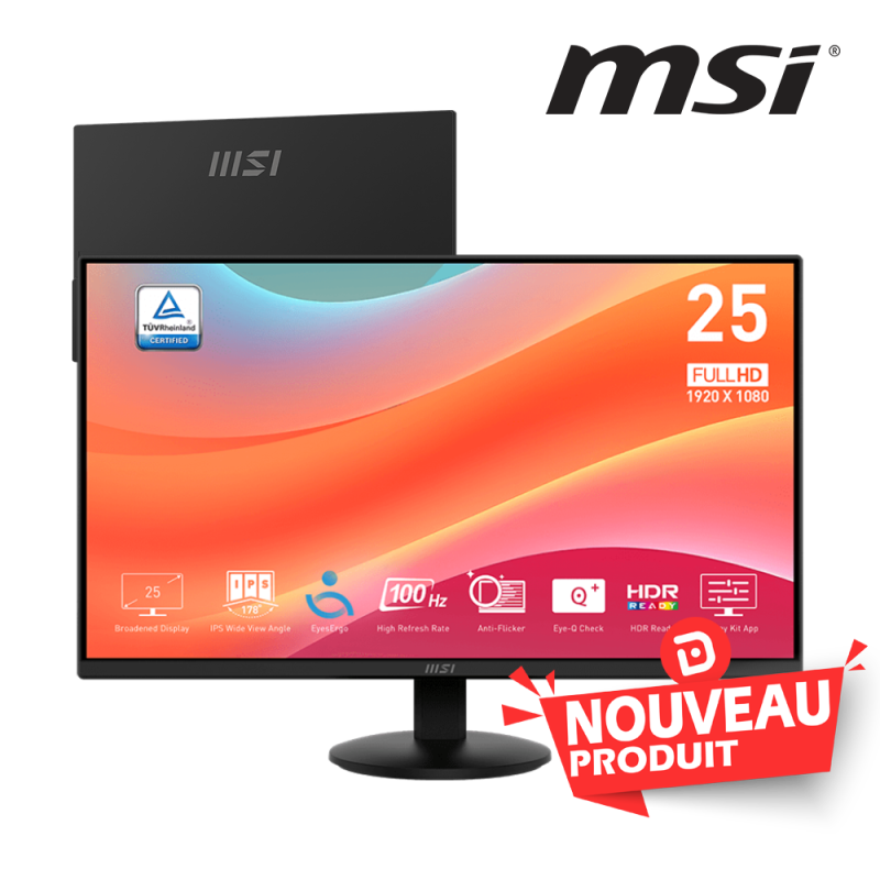 MSI PRO MP252L 24.5” Full HD – Écran Professionnel IPS 100Hz | Réf 9S6-3PD7CT-012
